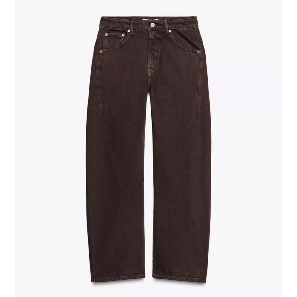 Zara Brown Mid Rise Slouchy Jeans